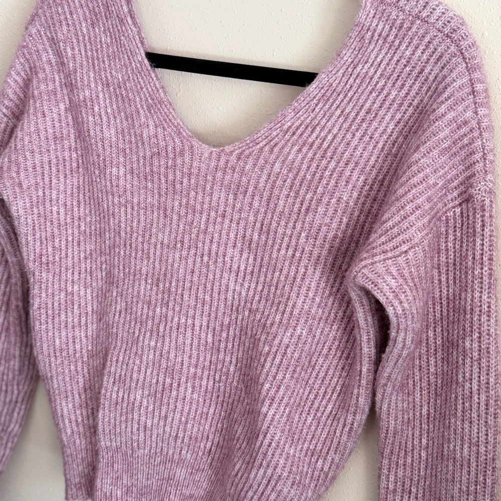 Angel of the North Pink Twist Front Sweater XS Wool Blend